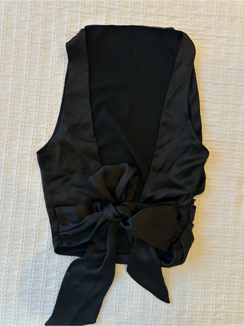 Zara: Black Satin Tie-Back Top